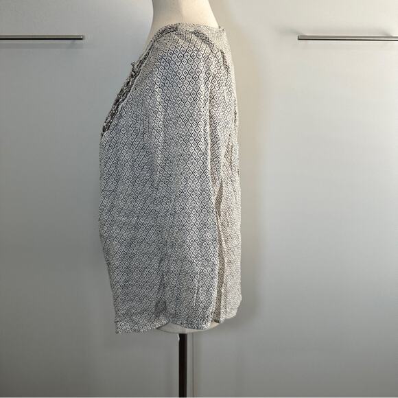 Lucky Brand Size S Cream Black Lilah Mirror Embroidered Top Gypsy Indie Boho - Picture 5 of 10